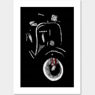 Vespa scratched and scrumble line art Posters and Art